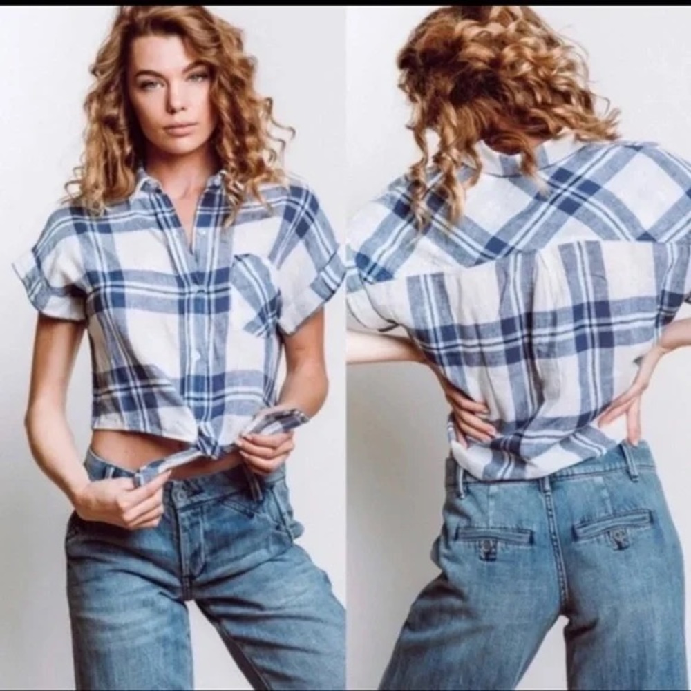 Rails Amelie Lapis Coast White Top Linen Blend M - image 1